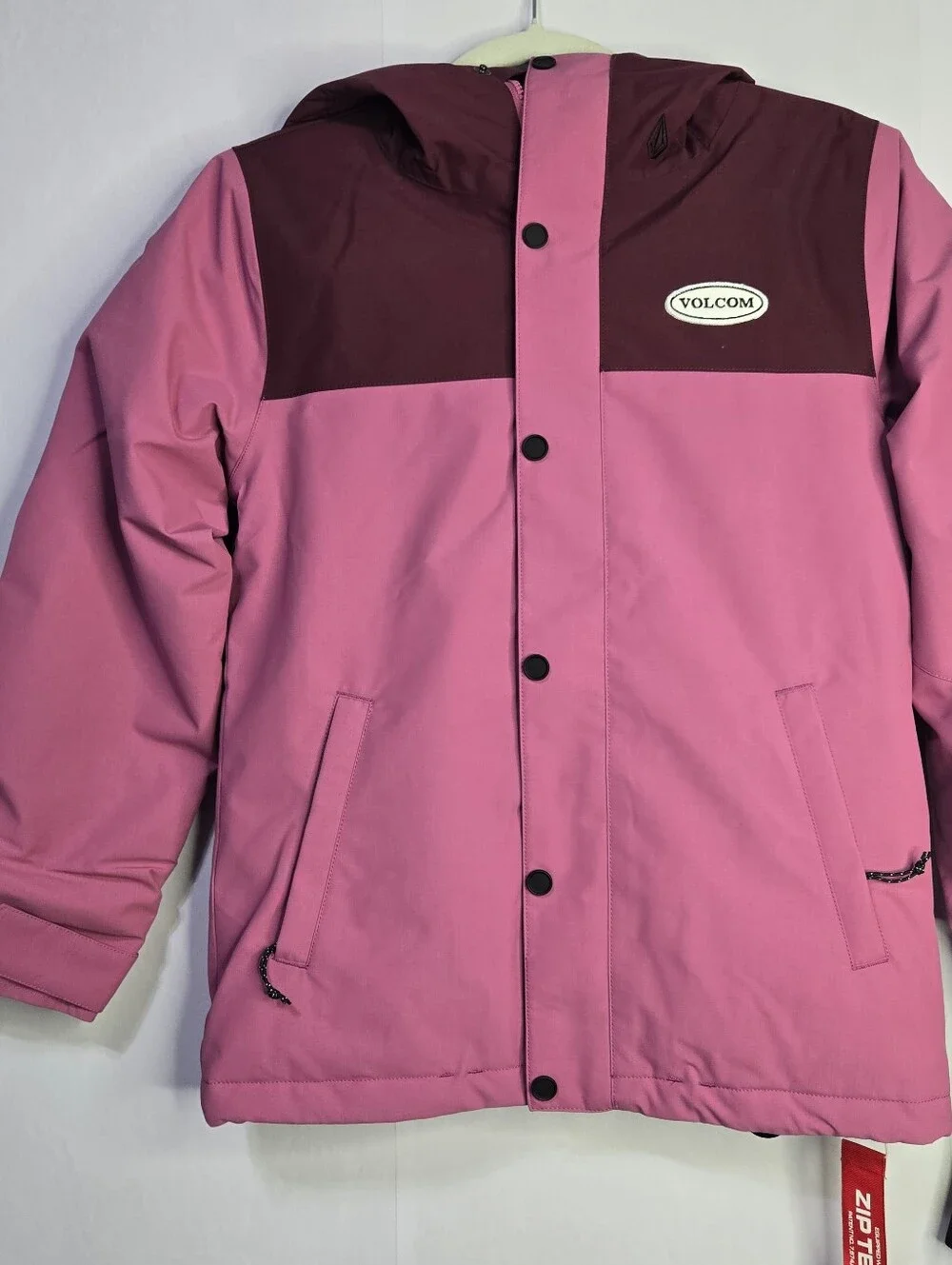 Volcom Size S Pink Relaxed Fit Hooded Performance Jacket, Water Resistant NWT